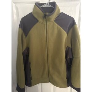 Tek Gear Men Fleece Jacket Zip Up Green Charcoal Size Small Outdoor Active